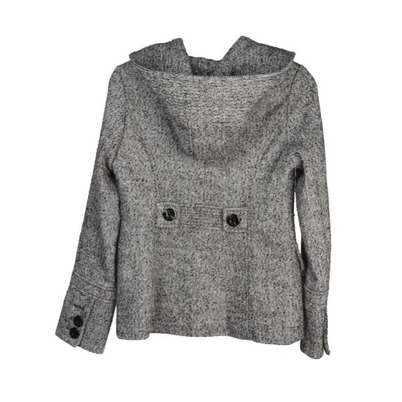 Guess Black/White Tweed Pea Coat Toggle Button Closure Winter Jacket Size S - Picture 2 of 7